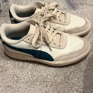 Puma Beige and Dark Green Sneakers